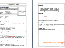 1000 Contoh CV Professional Dalam Bahasa Inggris