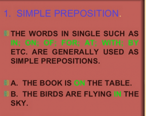 Pengertian, Macam Dan Contoh "SIMPLE PREPOSITION" Dalam Bahasa Inggris
